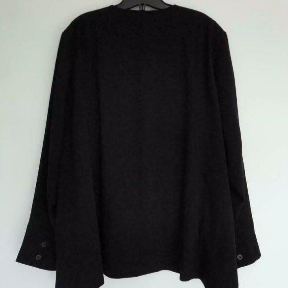 NWT EILEEN FISHER WOMAN Black Round Neck Straight Open Jacket Coat 24W - Picture 7 of 7